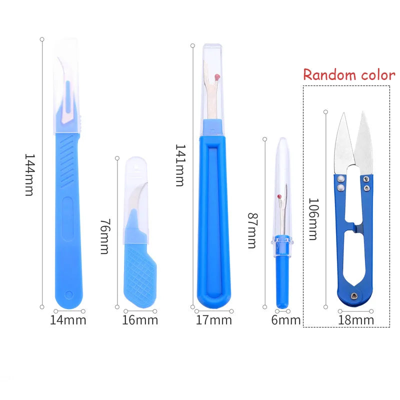 5-Piece Blue Seam Ripper & Sewing Kit | Thread Remover Set