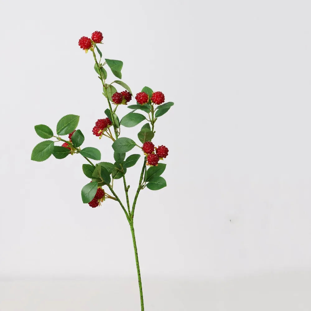 Realistic Artificial Raspberry Branch | Faux Fruit Décor 65cm