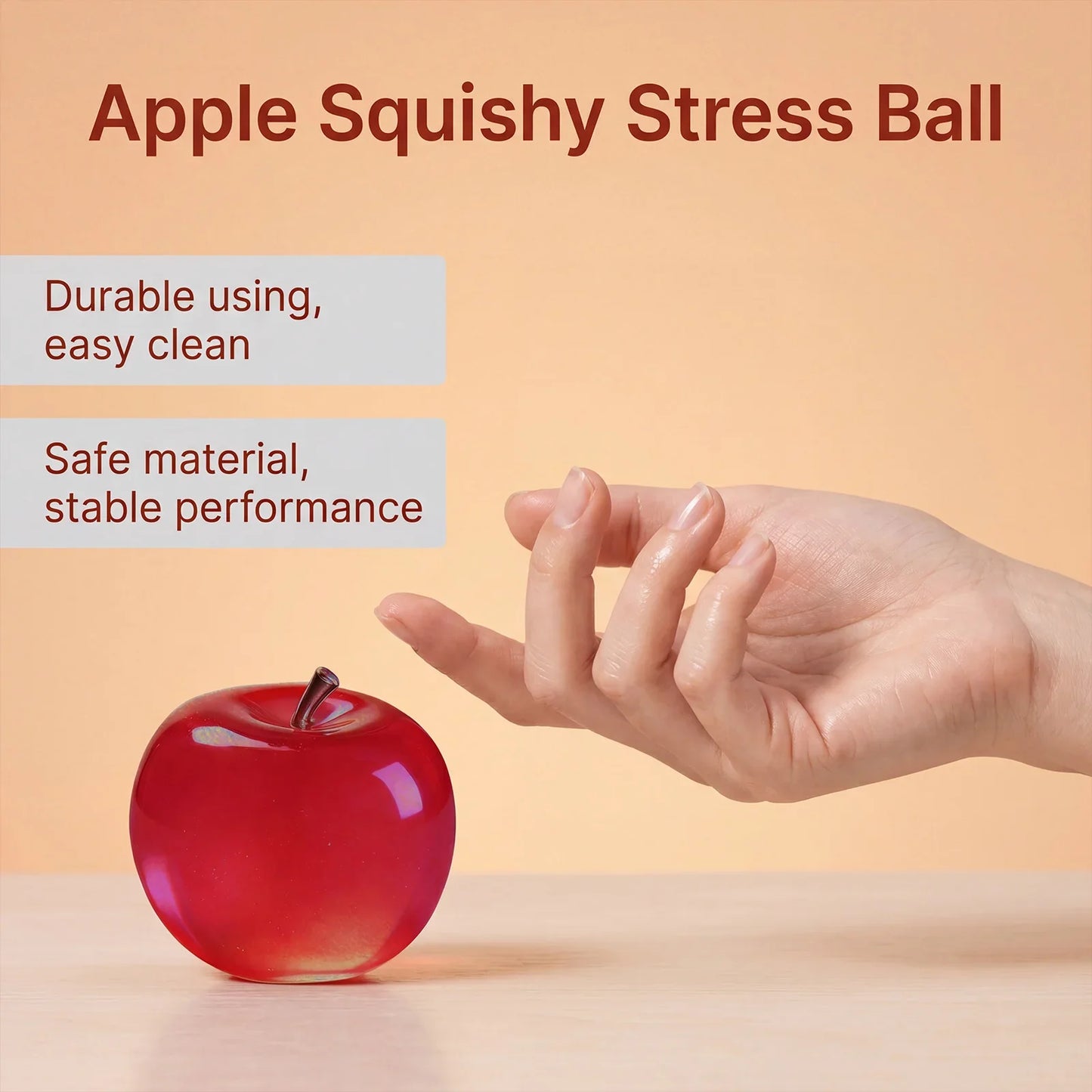 Glitter Crystal Apple Squishy Fidget Ball – Desk Decor Toy