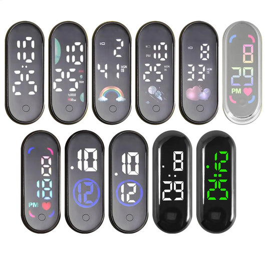 Mini Waterproof LED Digital Car Clock | Adhesive Dashboard Clock Dashboard Digital Clock Peaceful Pleasures Health and Wellness C01M7 silver shell