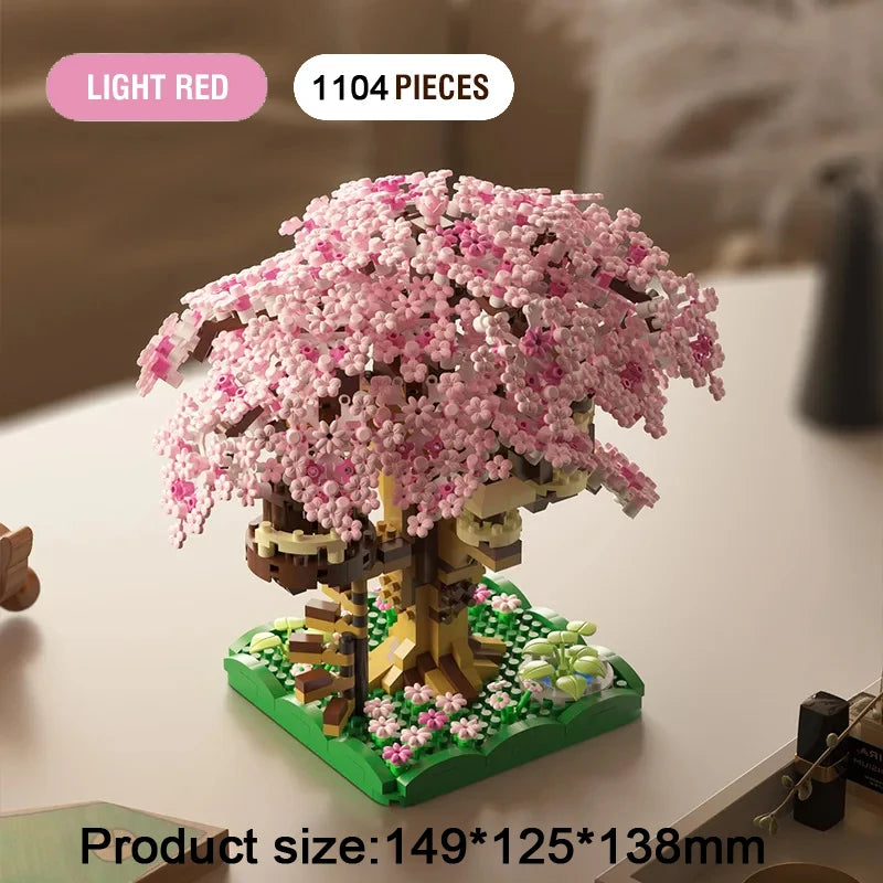 DIY Sakura Tree Building Blocks Cherry Blossom Bricks Light Treehouse