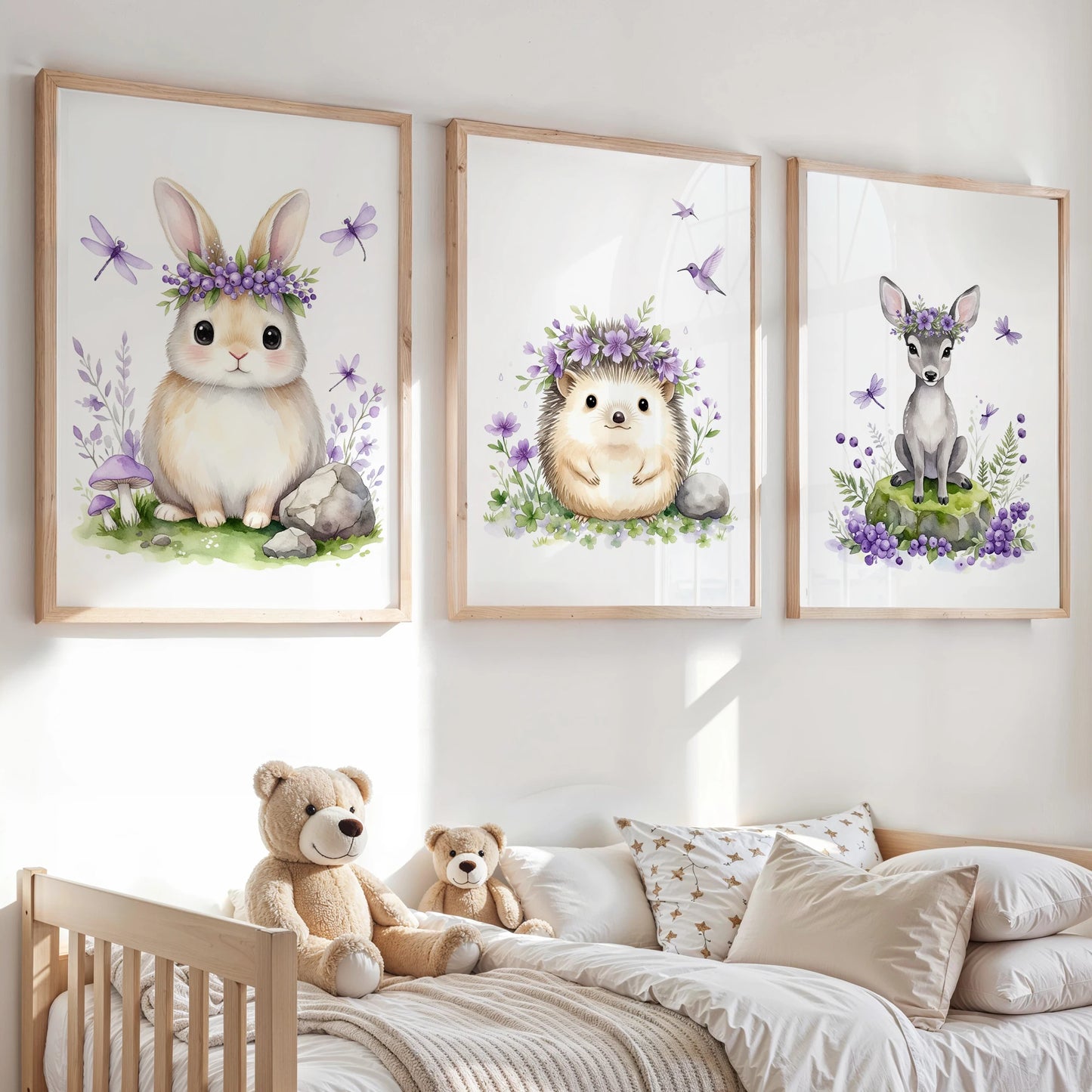 3-Piece Cartoon Animals Canvas Wall Art | Kids Room Decor