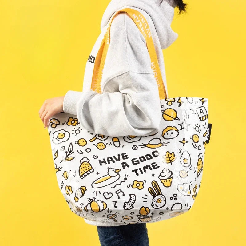 Large Waterproof Woven Shopping Bag | Foldable Colour Tote