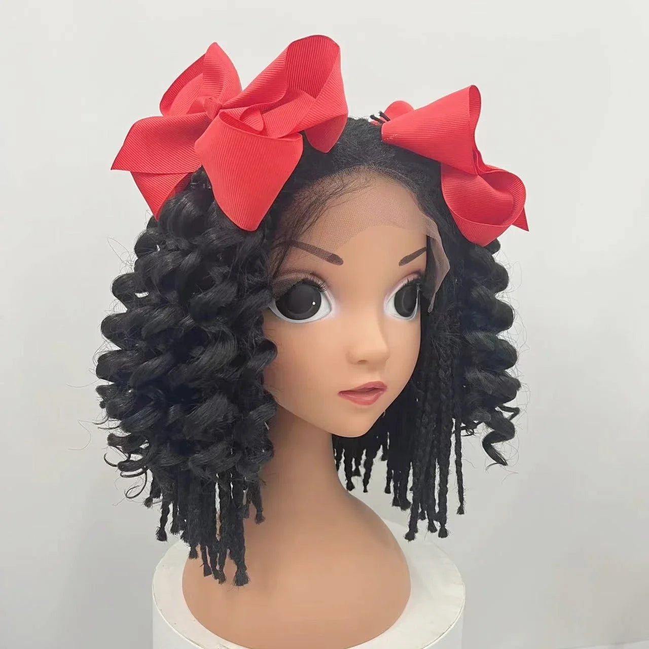 NEW 2pcs/Little Girls Ponytail Hair Extensions Kanekalon Human Hair Like Curly Wavy Private-lable Hair 10 Roots for Black Girls Peaceful Pleasures Health and Wellness red