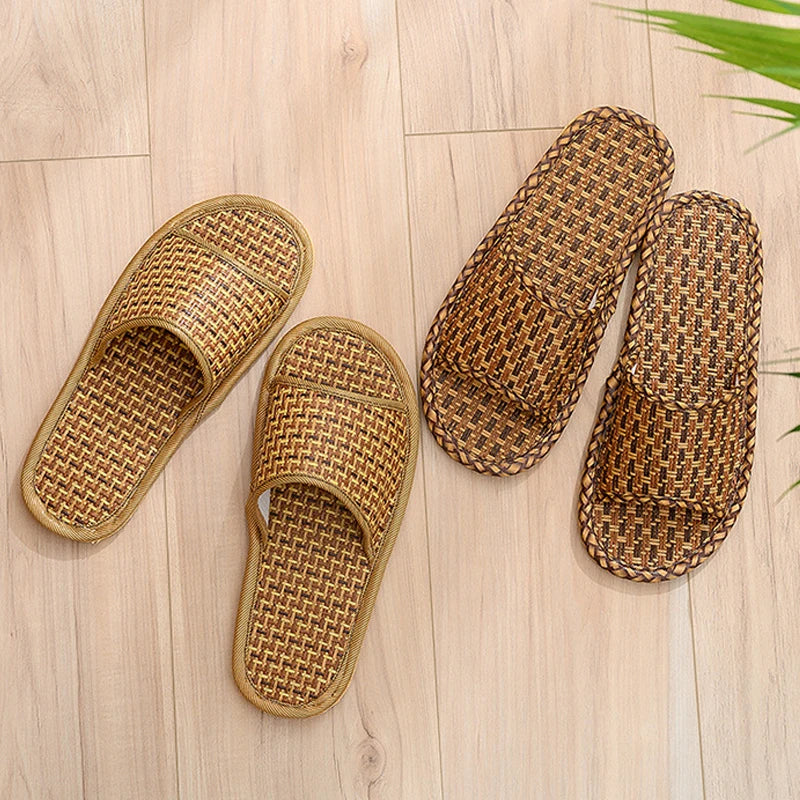 Rattan Woven Indoor Slippers | Unisex Cooling Summer Slides