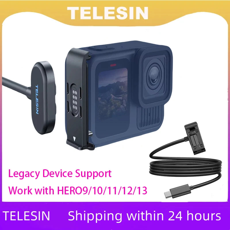 TELESIN Magnetic Waterproof Charging Side Cover Cable KIT For Gopro hero 9 10 11 12 13 Type-C Charging Cover Port Easy Removable Peaceful Pleasures Health and Wellness