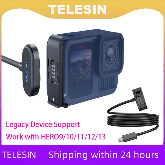 TELESIN Magnetic Waterproof Charging Side Cover Cable KIT For Gopro hero 9 10 11 12 13 Type-C Charging Cover Port Easy Removable Peaceful Pleasures Health and Wellness