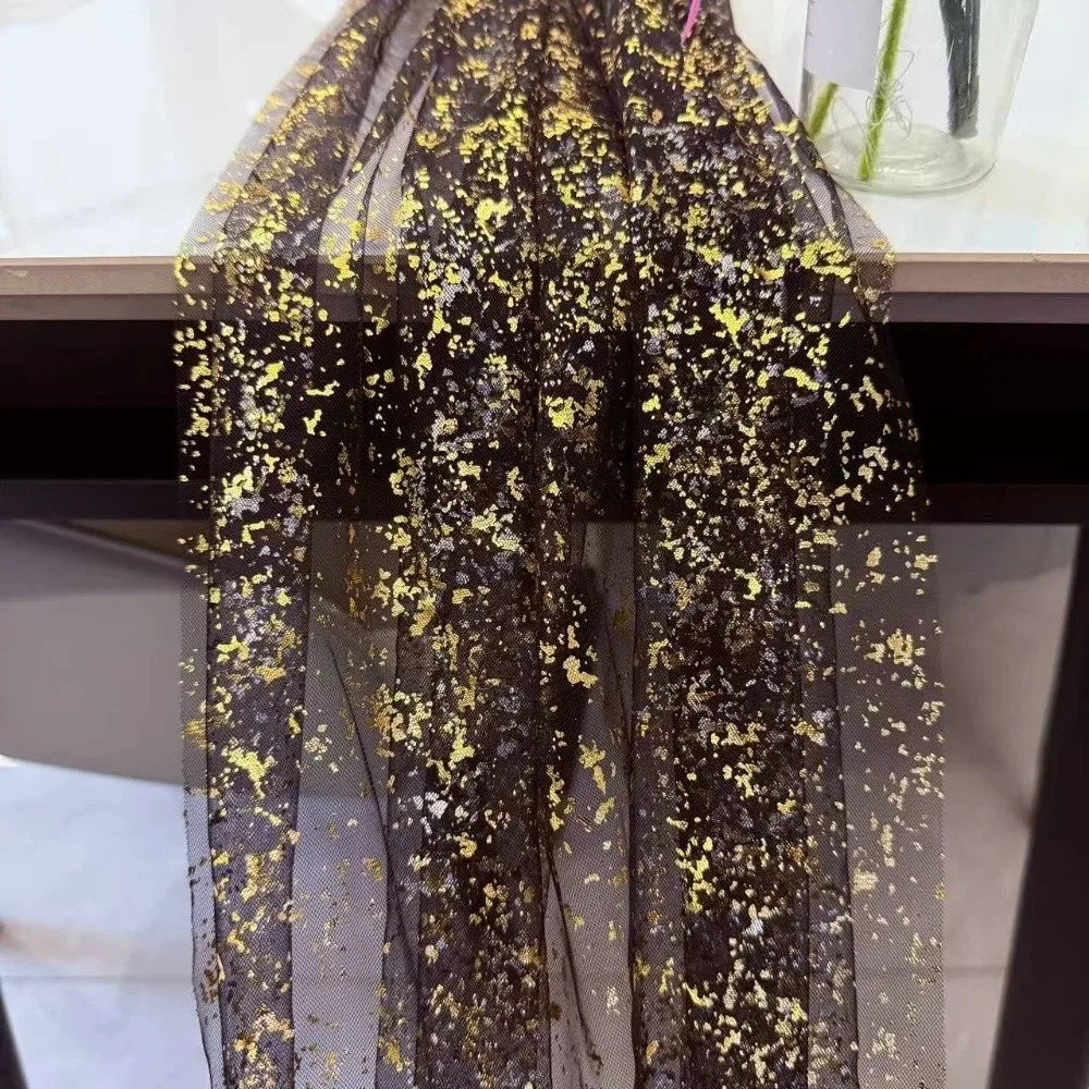 Gold Sequin Glitter Table Runner – Elegant Sheer Tablecloth