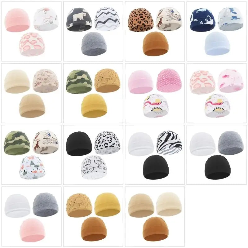3-Pack Soft Cotton Baby Hats | Newborn Caps 0–6 Months
