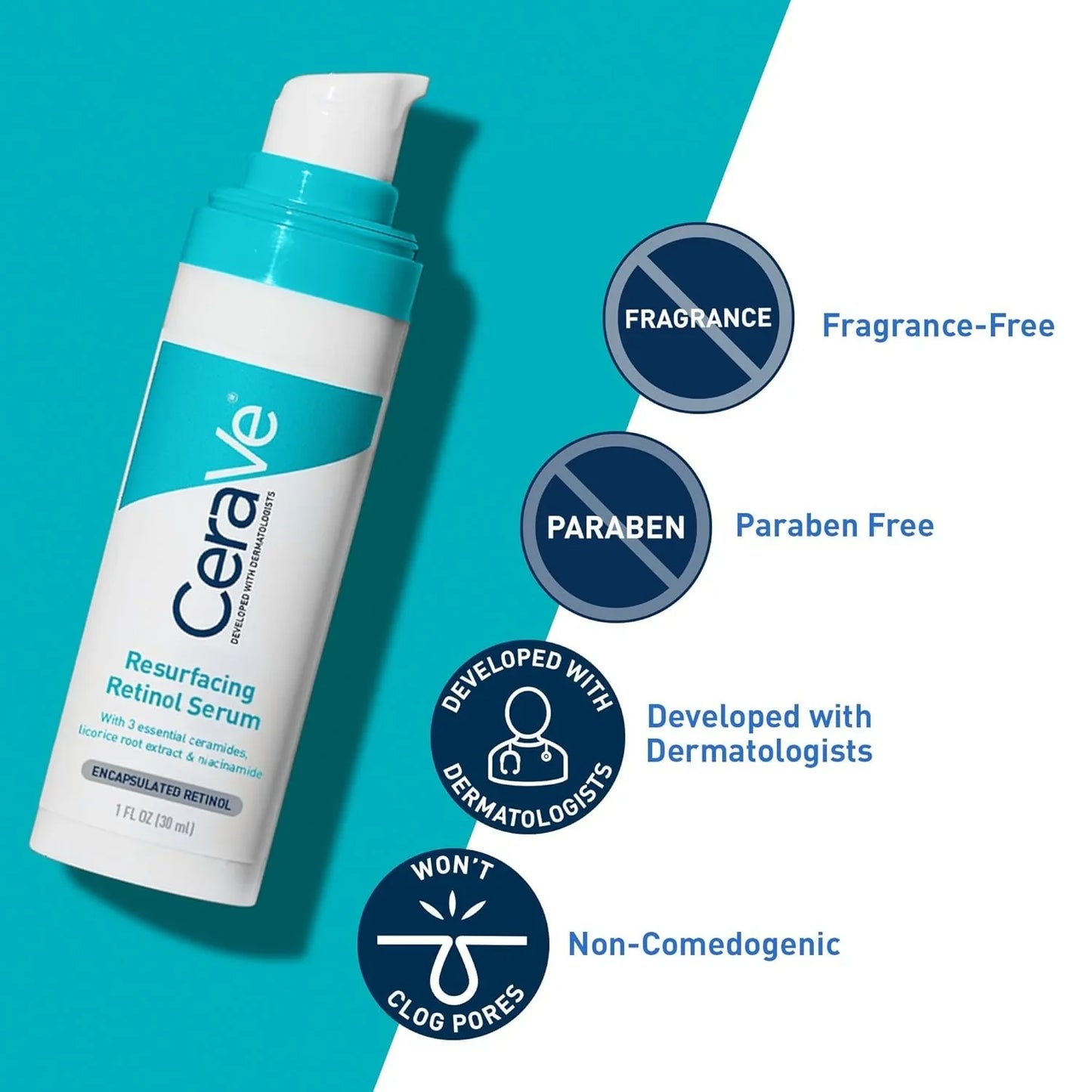 CeraVe Retinol Serum – Niacinamide, Ceramides & Licorice Root
