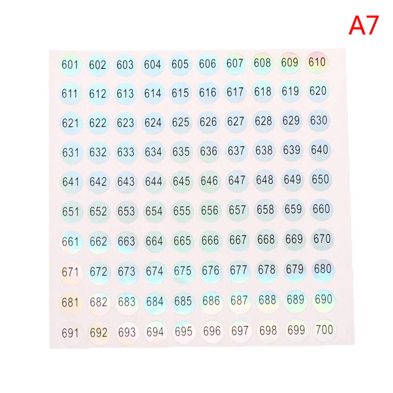 Waterproof Laser Number Stickers 1–1000 | Nail Polish Labels