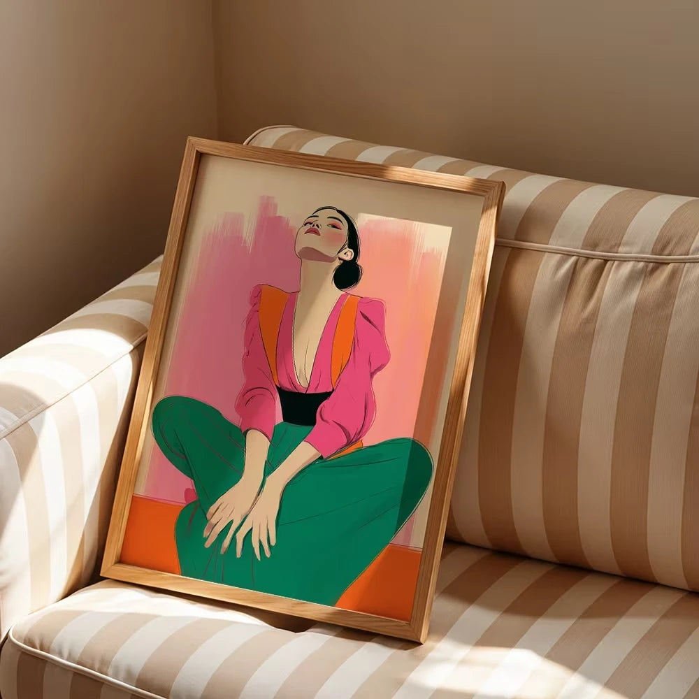 Modern,Retro Pluralistic Feminism Wall Art Print Canvas Painting Poster Picture For Bedroom,Living Room Home Decor Peaceful Pleasures Health and Wellness