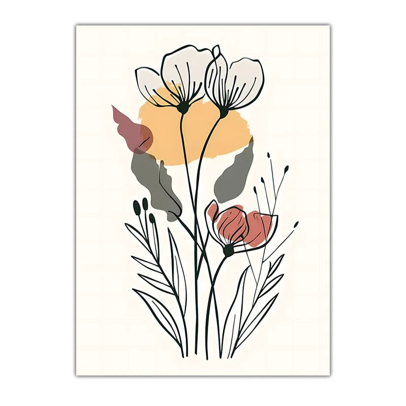 Boho Floral Canvas Wall Art | Minimalist Botanical Print Canvas Wall Art Print Peaceful Pleasures Health and Wellness 02 50x70cm NoFrame China Mainland