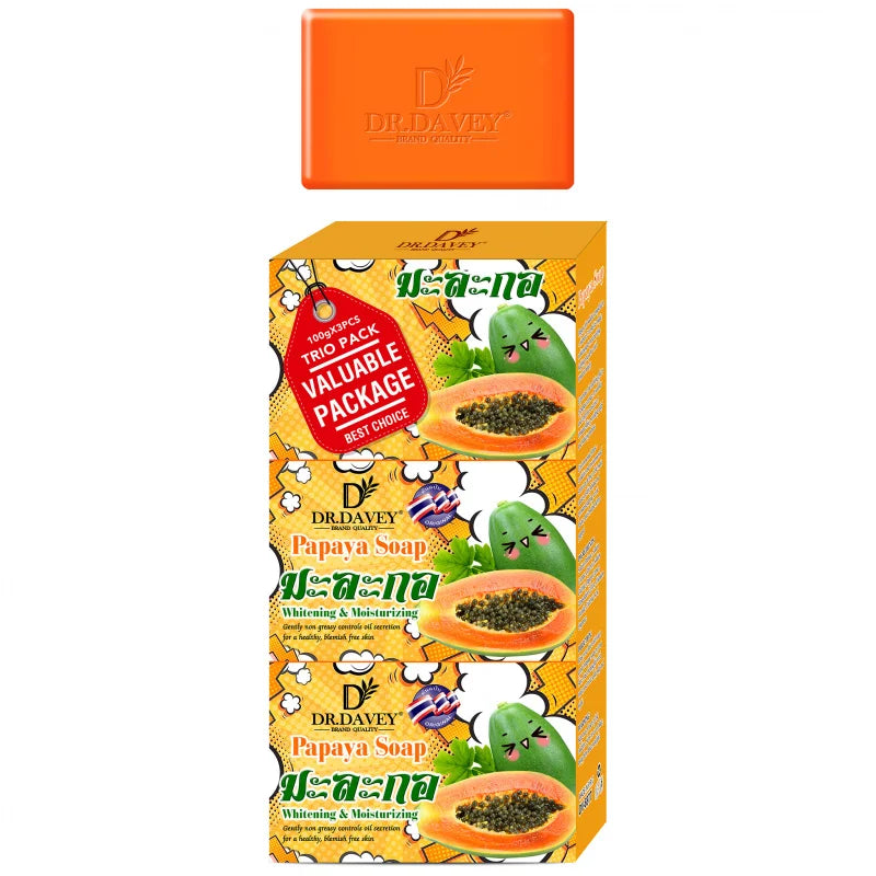 3pcs Papaya Soap Cleansing and Moisturizing Handmade Soap for Bathing, Face Washing, and Skin Moisturization Peaceful Pleasures Health and Wellness