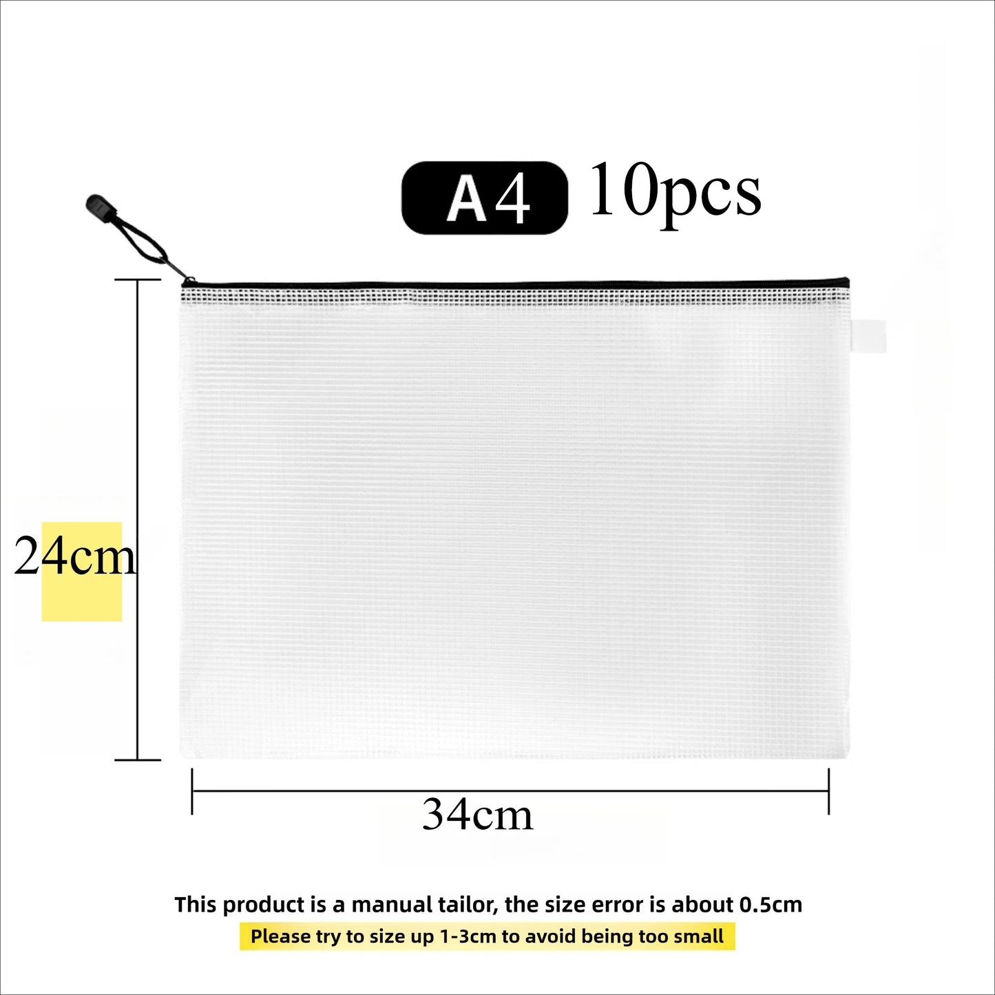 A4 Clear Zipper Pouch – Waterproof Document & Craft Organizer Document Organizer Pouch Peaceful Pleasures Health and Wellness A4 10PC