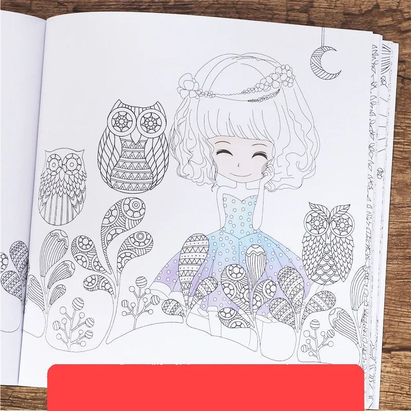 Bview Art 50-page 100 Sheets Princess Floral Coloring Book Girls