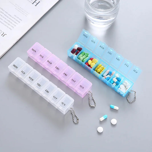 7 Days Pill Medicine Box Weekly Tablet Holder Storage Organizer Container Case Pill Box Splitters 3 Colors Pill Case Organizer Peaceful Pleasures Health and Wellness