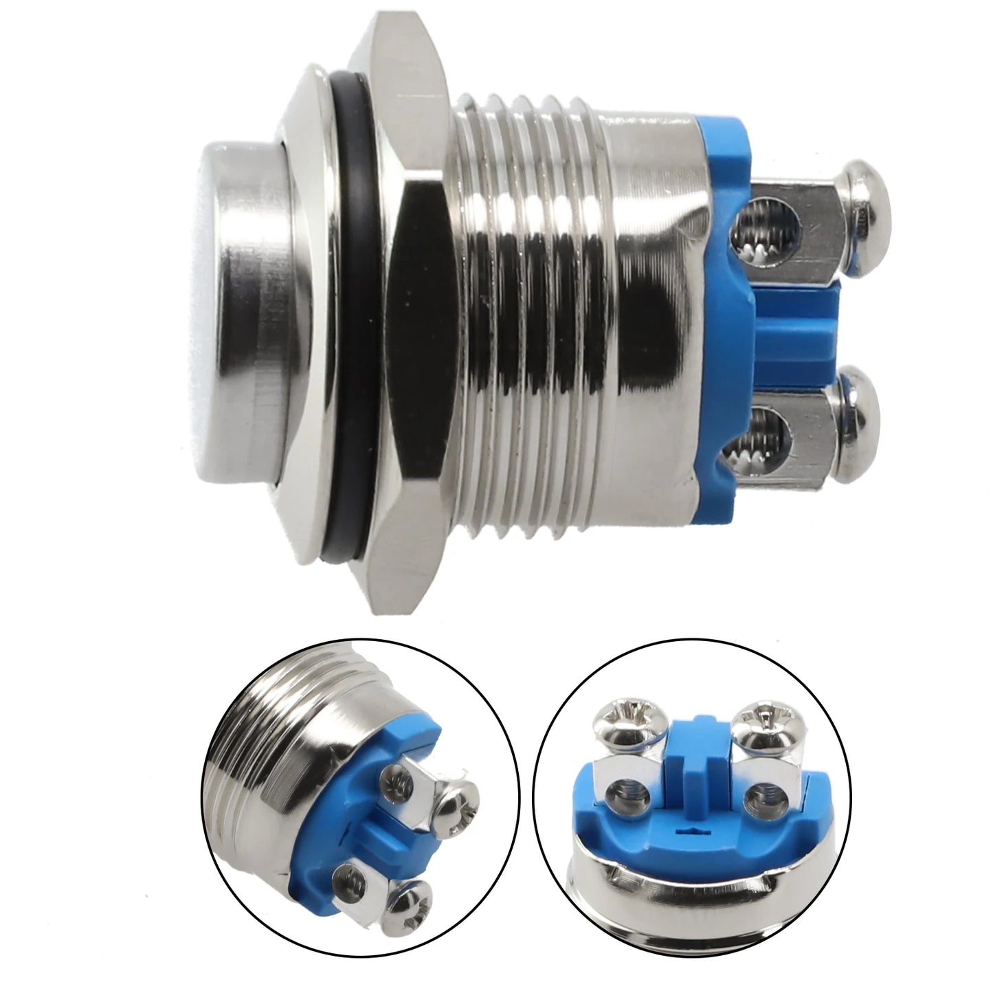 12V Metal Waterproof Push Button Momentary NO Switch Start Flat Head