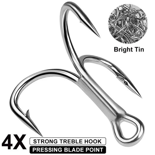 Triple Hook Fishing Hooks, 4x Strengthened Silver Color Rust-Resistant Triple Claw Hooks, Long Cast Lure Fishhooks, 10pcs Per Bo Peaceful Pleasures Health and Wellness