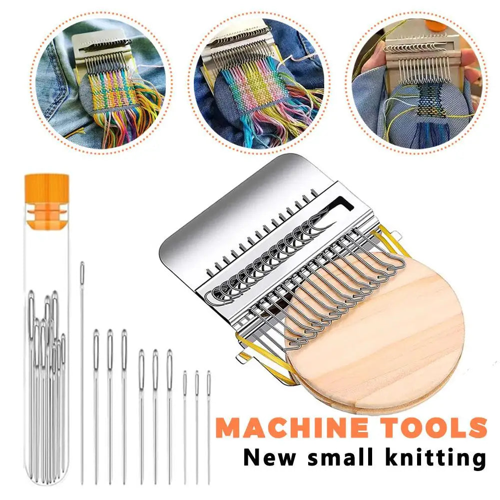 Mini 14-Needle Knitting Loom Machine – Fabric Mending & Weaving Kit
