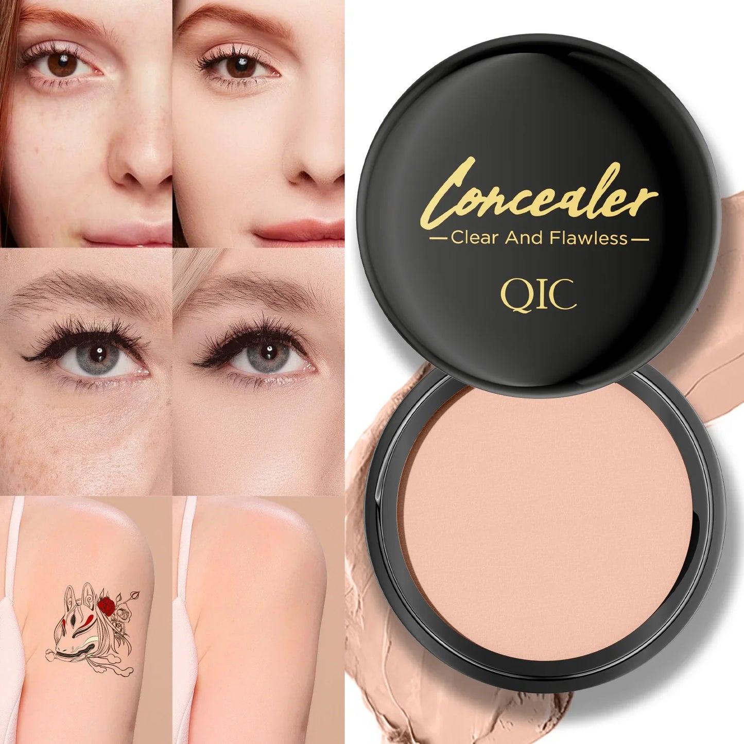 QIC Waterproof Concealer – Full Coverage, Smudge-Resistant