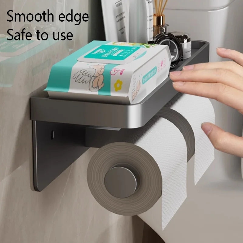 Drill-Free Wall-Mounted Toilet Paper Holder | Aluminum Alloy