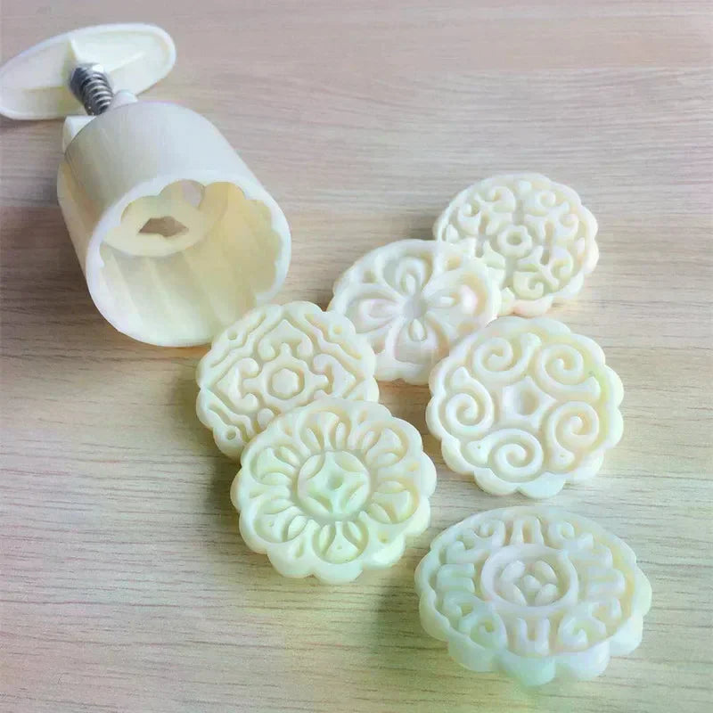 7-Piece Flower Mooncake Mold Set | Hand Press Fondant Cake Mold Cake & Mooncake Mold Peaceful Pleasures Health and Wellness