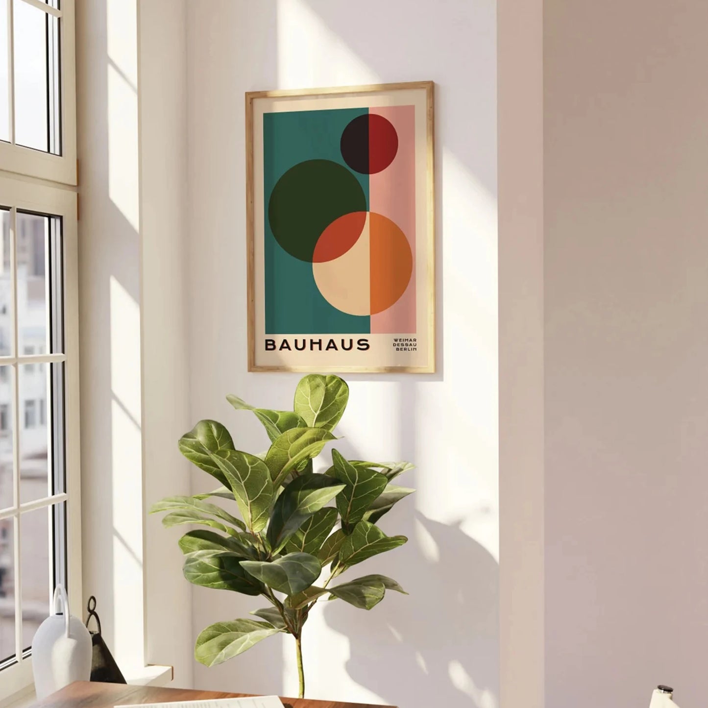 3-Piece Retro Bauhaus Geometric Canvas Wall Art Print Set