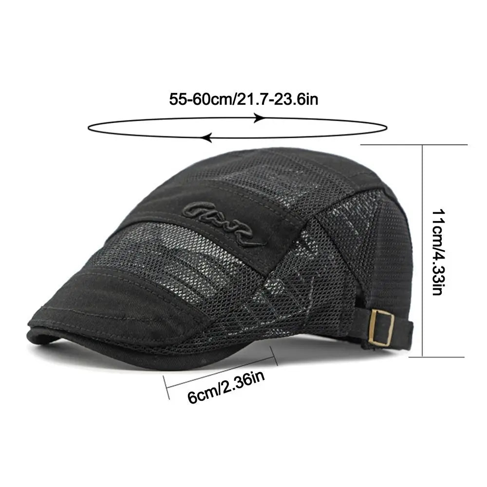 Vintage Mesh Beret Hat – Breathable Cotton Sun Hat, Unisex