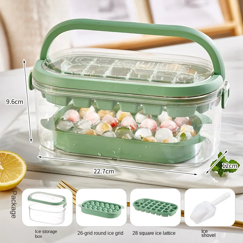 Silicone Ice Cube Tray with Lid and Storage Bin Ice Ball Maker Mold Reusable 2 Layers Plastic Mini Round Ice Ball Maker Mold Peaceful Pleasures Health and Wellness