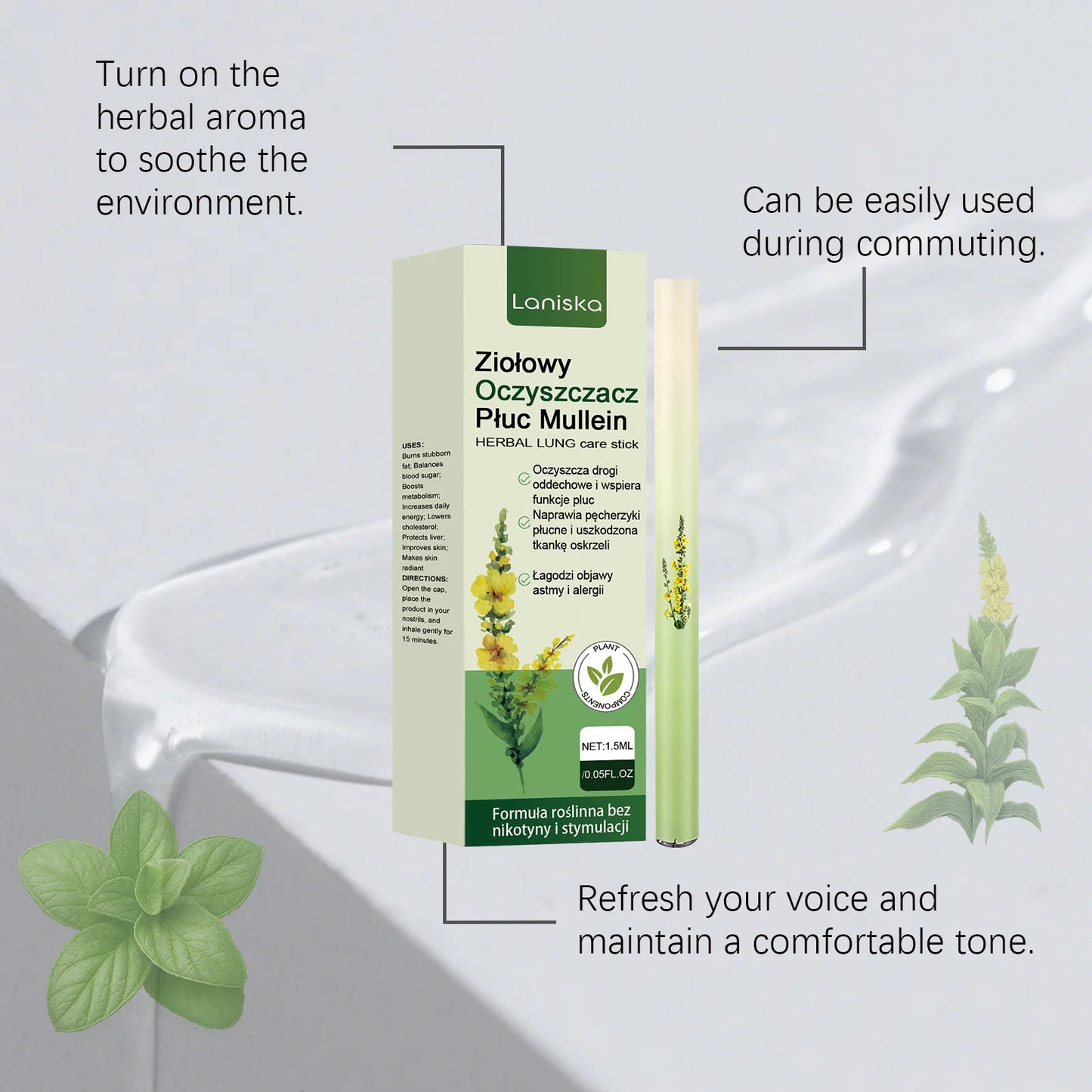 Herbal Diffuser Pen Lung Cleansing Improve Breathing Relieve Anxiety Stress Air Freshener Refresh Plant Serum Respiratory Stick Peaceful Pleasures Health and Wellness