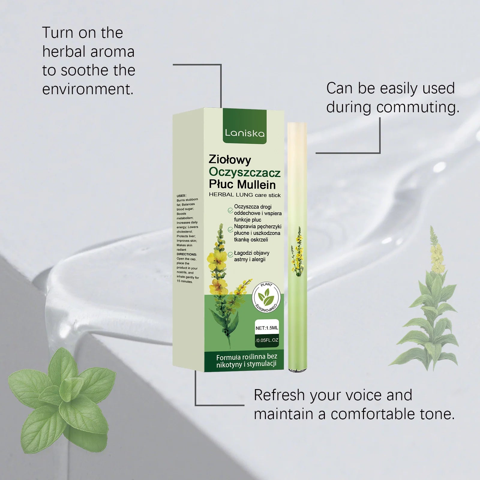 Herbal Diffuser Pen Lung Cleansing Improve Breathing Relieve Anxiety Stress Air Freshener Refresh Plant Serum Respiratory Stick Peaceful Pleasures Health and Wellness