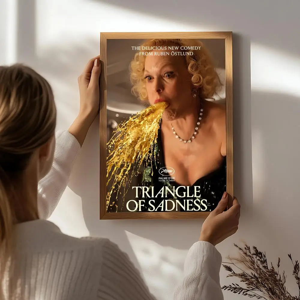 Movie T-Triangle of Sadness Poster HD Self Adhesive Waterproof Wall Art Ideal for Home Office Dorm Bedroom Great Gift Peaceful Pleasures Health and Wellness White5 50X70cmNoframe