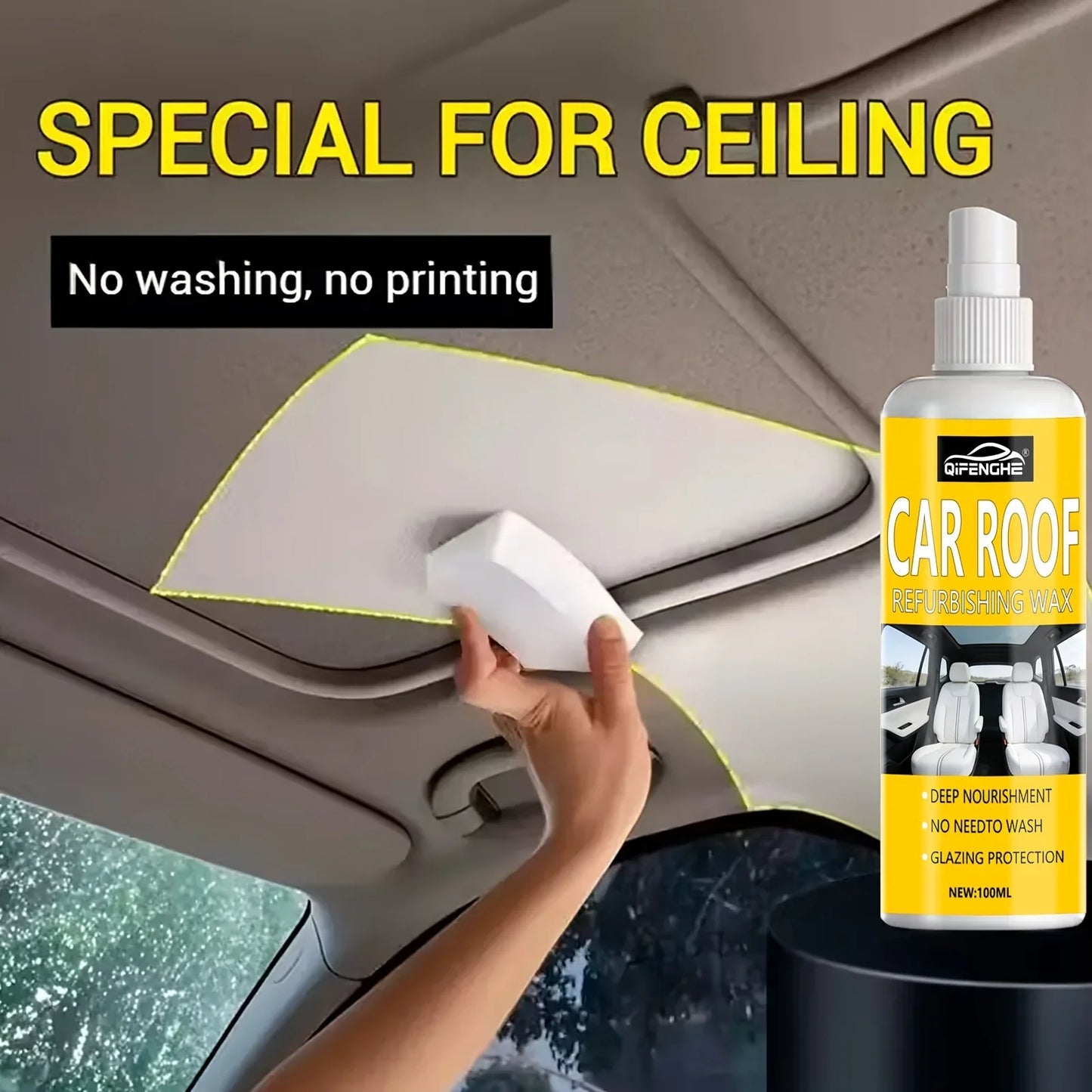 QIFENGHE Car Interior Cleaner Spray – Seat & Ceiling 3.38oz