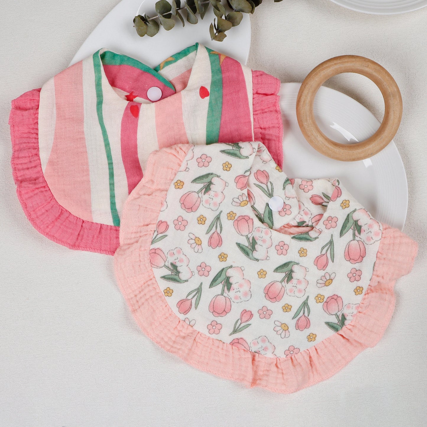 3-Pack Baby Ruffle Bibs & Burp Cloths | Newborn Gift Set
