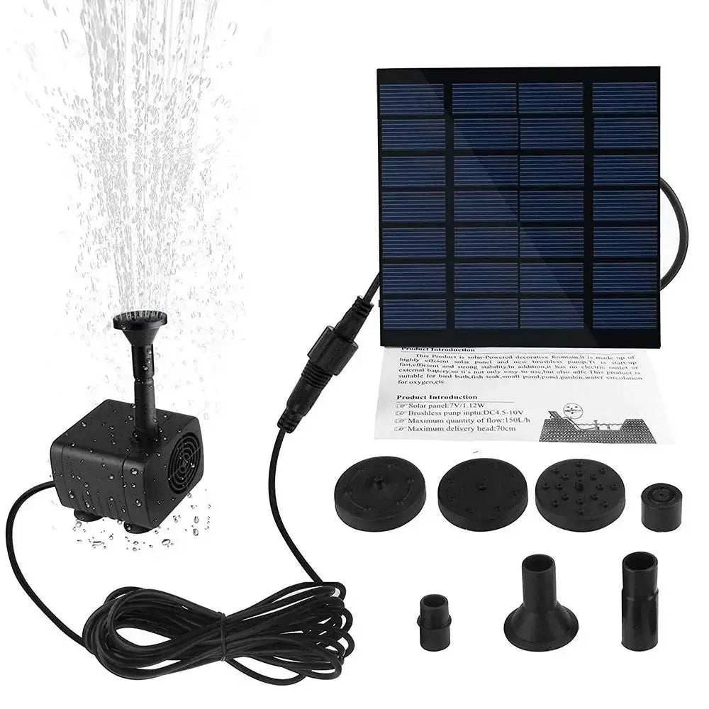Solar Fountain Pump Kit – 4 Nozzles, 200L/H Garden & Bird Bath