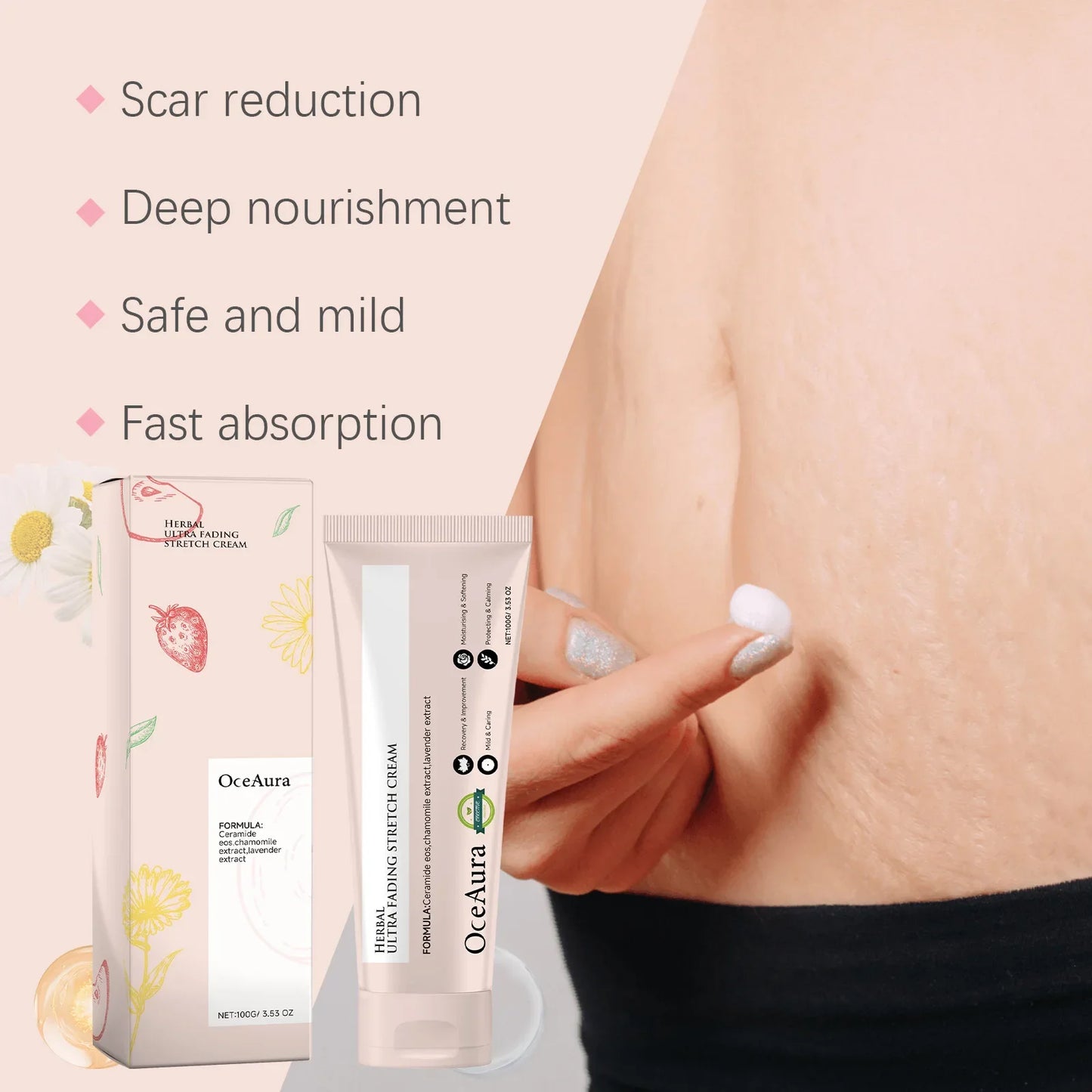 OceAura Stretch Mark Cream – Firming Body Lotion 100g
