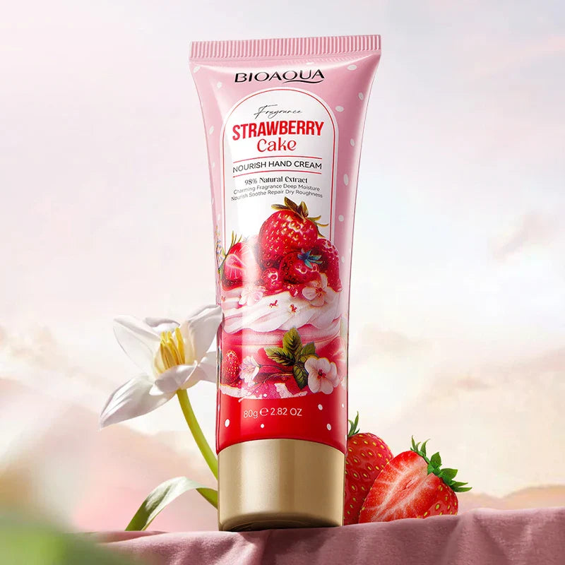 BIOAOUA Strawberry Cake Hand Cream 80g – Deep Hydration