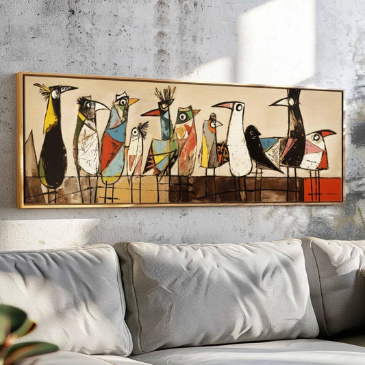 Birds on Wire,Mid Century Modern Wall Art Unframed,Modern Wall Art,Abstract Birds Print Large Modern Wall Art,Above Bed Decor Peaceful Pleasures Health and Wellness ZLH4190 20x60cm No Frame