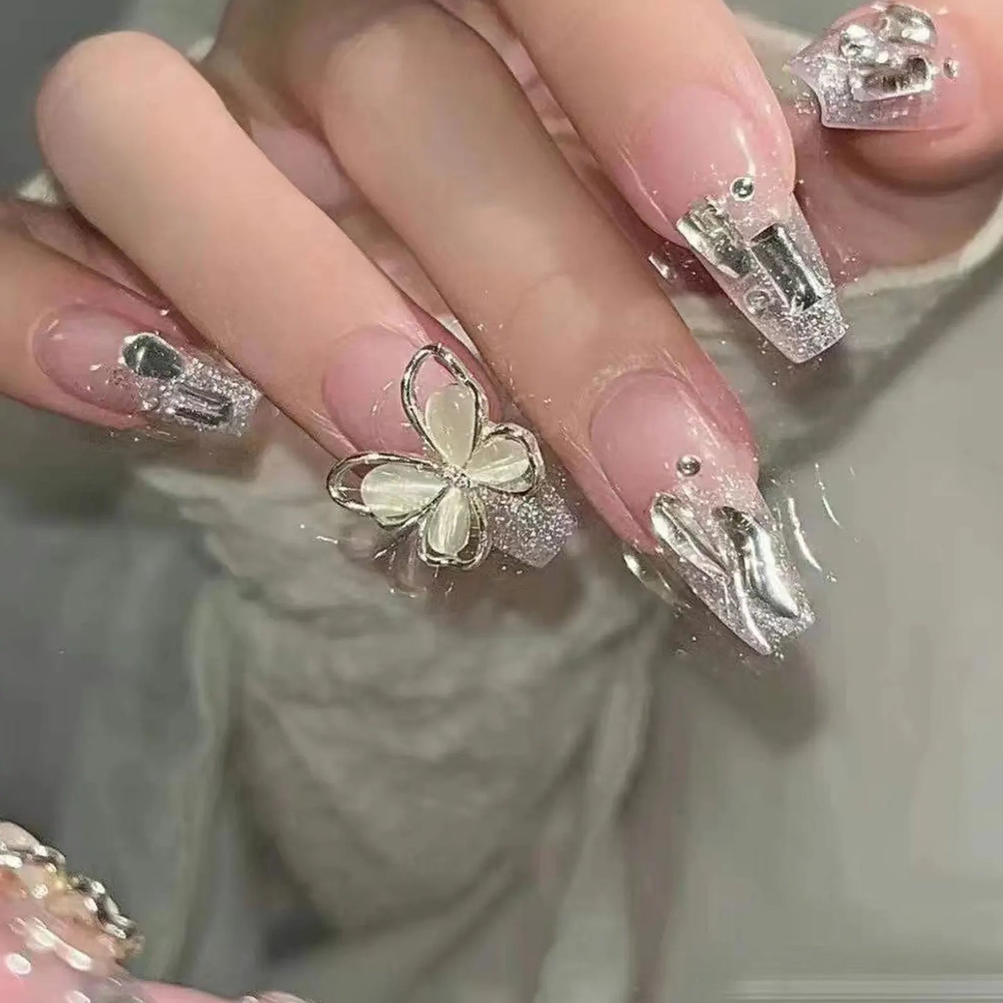 24pcs Glossy Red Press on Nails with White flowers Decor Coffin Head Fake Nails Full Cover Wearable Sweet Korean False Nails Peaceful Pleasures Health and Wellness style 3