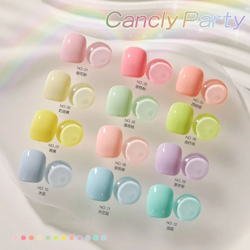 12-Color Macaron Gel Nail Polish Set – Pastel Jelly UV LED 15ml