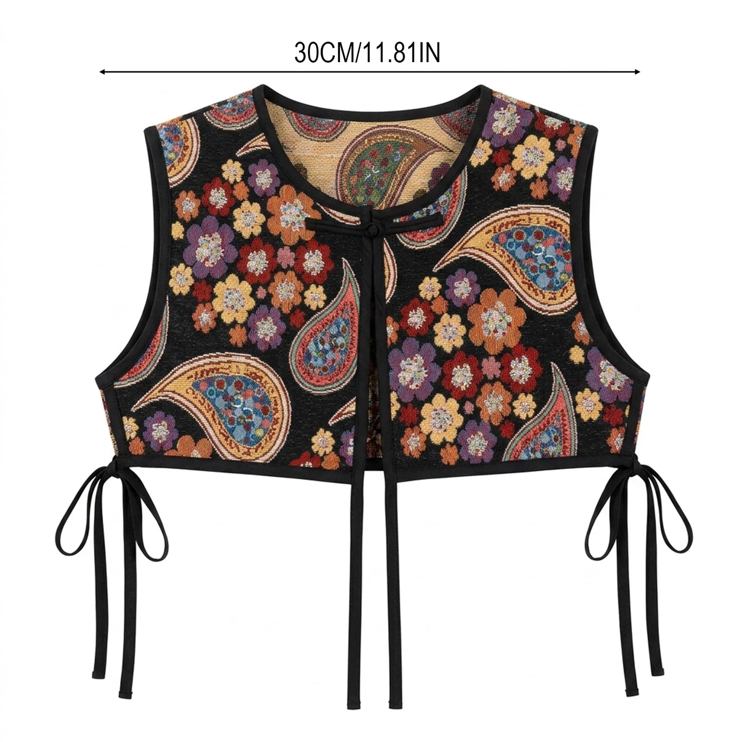 Women Sweet Style Adjustable Tie Embroidered Shirt Vest for Spring Autumn Peaceful Pleasures Health and Wellness