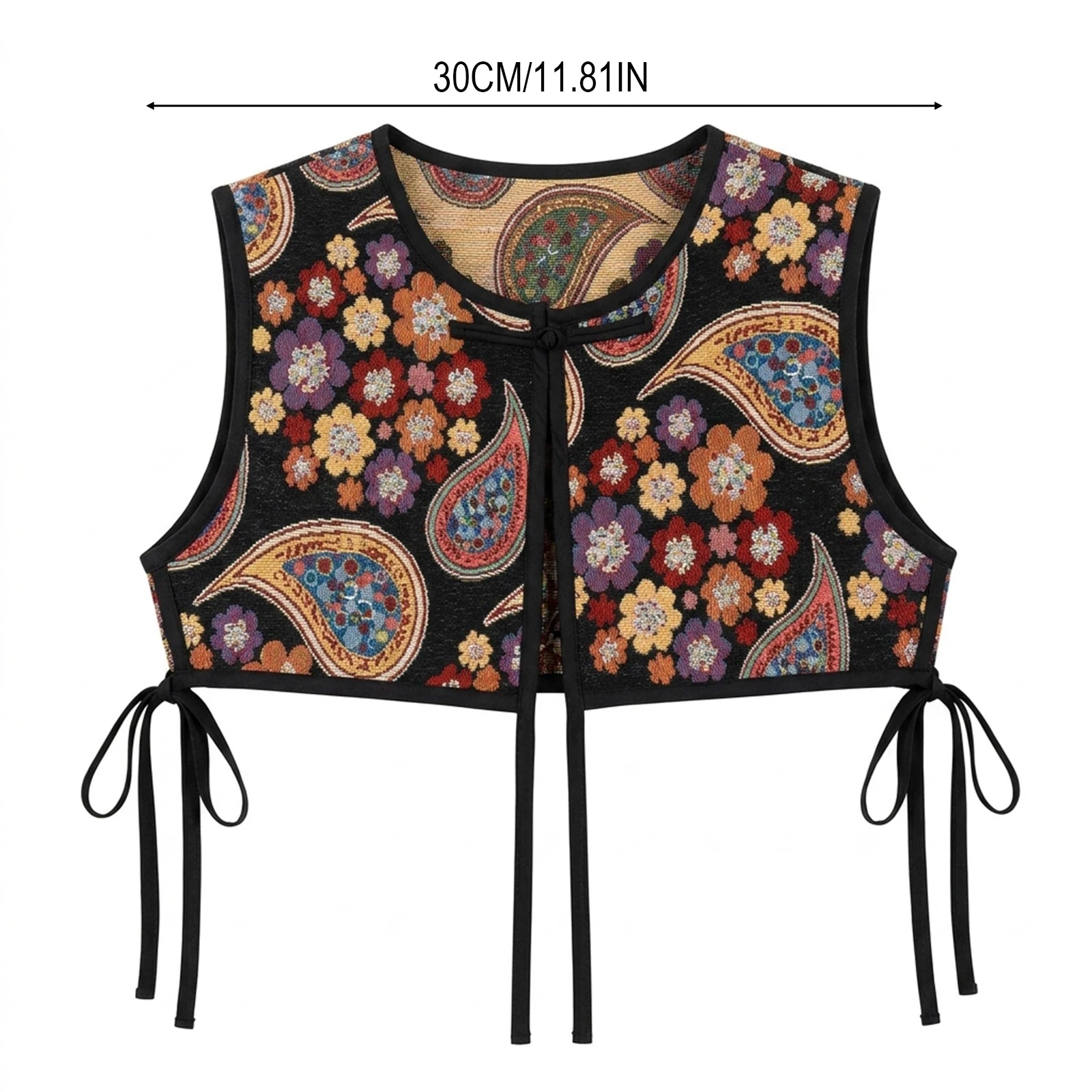 Women Sweet Style Adjustable Tie Embroidered Shirt Vest for Spring Autumn Peaceful Pleasures Health and Wellness