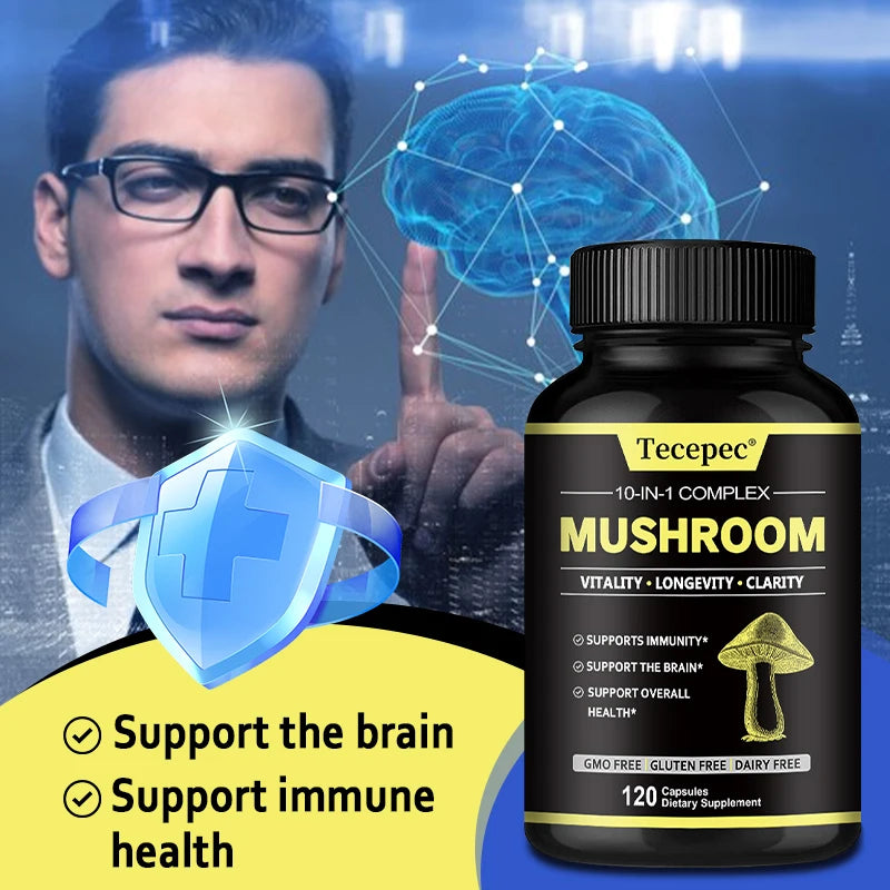 Mushroom Complex with Lion's Mane and Reishi, Brain Supplement That Helps Boost Memory and Focus, Fights Stress & Daily Wellness Peaceful Pleasures Health and Wellness