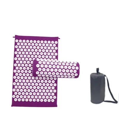 1PC/SET Massager Cushion Acupressure Mat Pillow Relieve Stress Back Pain Massage for Acupuncture Yoga Muscle Relaxation Peaceful Pleasures Health and Wellness Purple Set