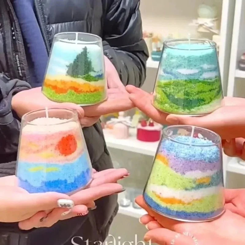 Sand powder candle diy sand painting candle Color Aromatherapy sand wax without cups Peaceful Pleasures Health and Wellness