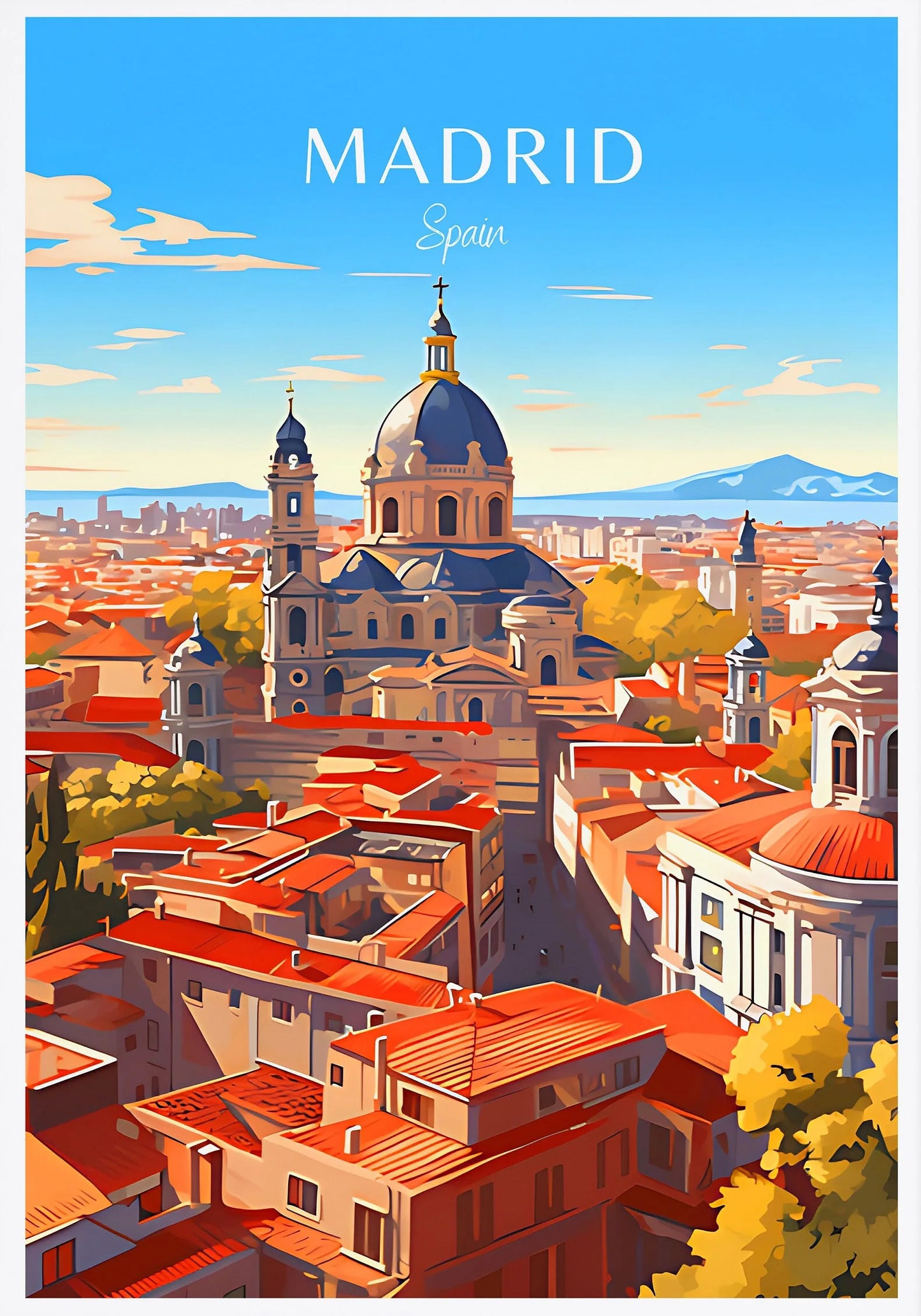 Spain Travel Poster Canvas Print | Barcelona Madrid Granada Wall Art Canvas Wall Art Peaceful Pleasures Health and Wellness CJ51125 30x40cm Unframed