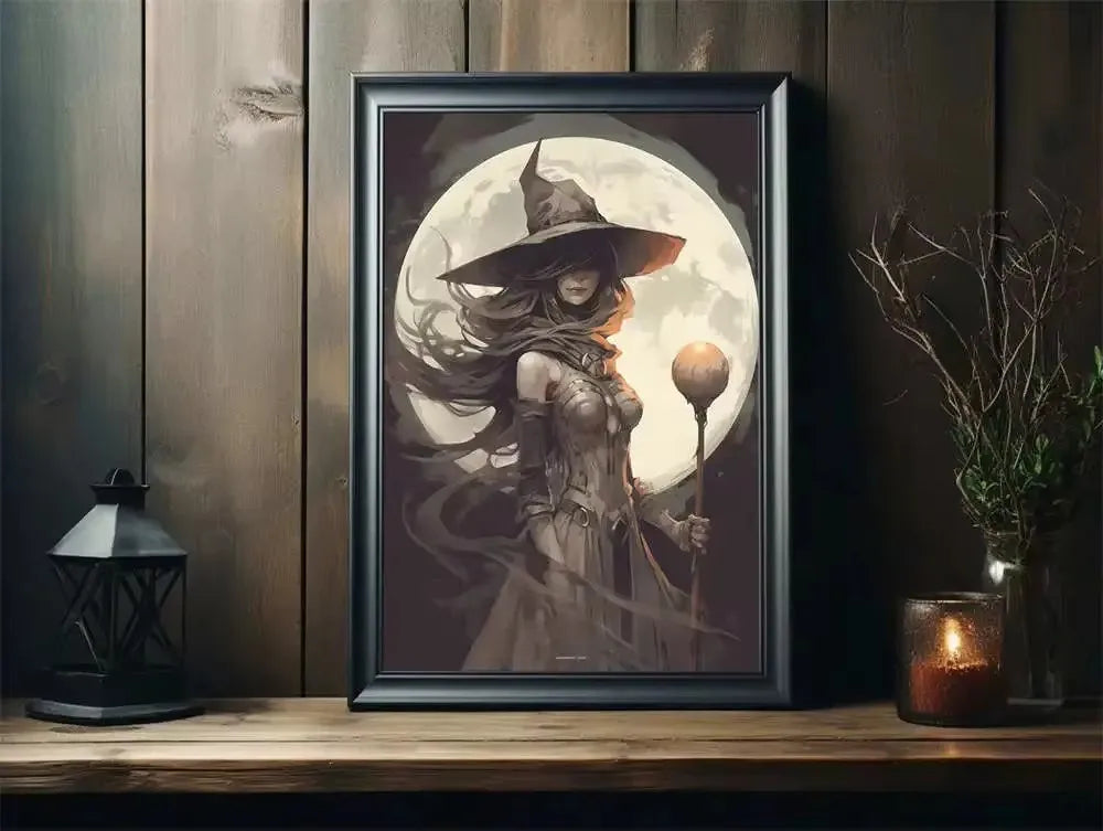Nordic Style Halloween Poster Aesthetics Ghost Witch Witchcraft Black Cat Pumpkin Canvas Painting Wall Art Room Home Decor Peaceful Pleasures Health and Wellness ZLH5329 100x150cm No Frame