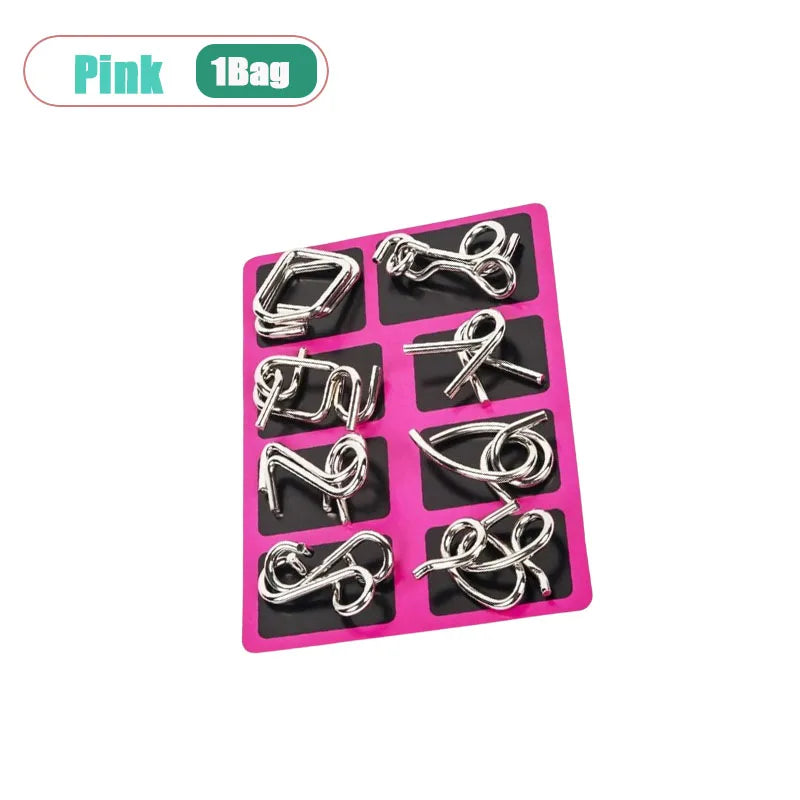 8-Piece Metal Interlocking Rings Brain Teaser Puzzle IQ Set