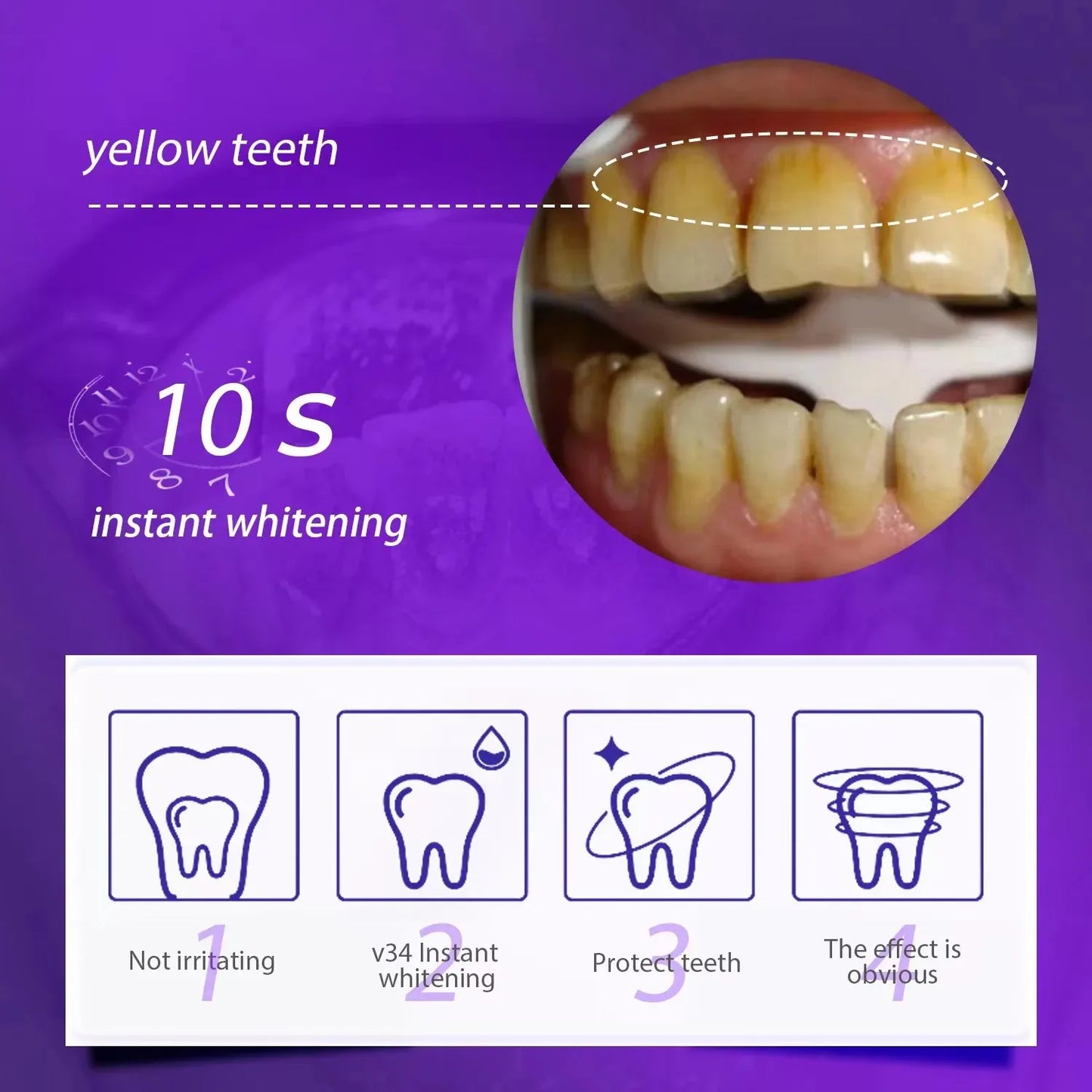 30ml V34 SmileKit Purple Toothpaste Clean Oral Hygiene Fresh Breath Removes Tartar Teeth Whitening Products Toothpaste Squeezer Peaceful Pleasures Health and Wellness